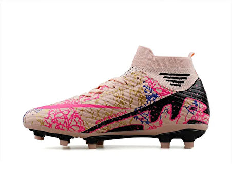 Laliga Erkek Çim Zemin Kramponu MKRP-SOMON-SIYAH-DESENLI Pembe