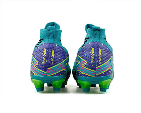 Laliga Erkek Çim Zemin Kramponu MKRP-TURKUAZ-SARI-DESENLI Mavi