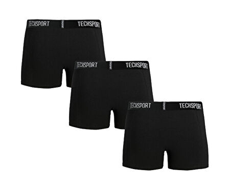 Techsport Boxer Short 3 Pack Erkek Boxer (3'lü) BX3001 Siyah