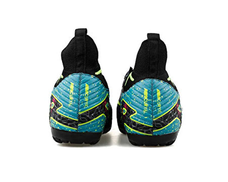 Laliga Erkek Halı Saha Ayakkabısı MHS-SIYAH-TURKUAZ-DESENLI Siyah