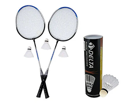 Delta Badminton 2 Raket+ 9 Top Set Badminton Malzemeleri RSB-606 Renkli
