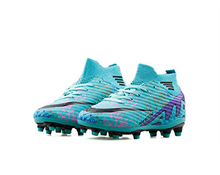 Laliga Erkek Çim Zemin Kramponu MRD-KRP-TURKUAZ-MOR-DESENLI Renkli