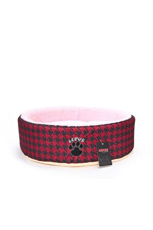 Lepus Üstü Açık Fermuarlı Bordo Küçük - Orta Irk Köpek Yatağı