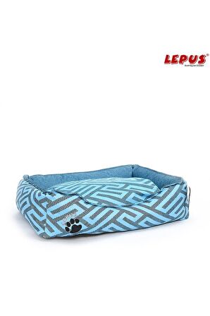 Lepus Premium Üstü Açık Fermuarlı Mavi Büyük Irk Köpek Yatağı