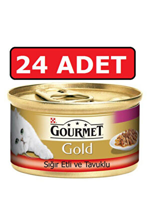 Gourmet Gold Sığır Etli Ve Tavuklu Konserve Yetişkin Kedi Maması 24 X 85 G