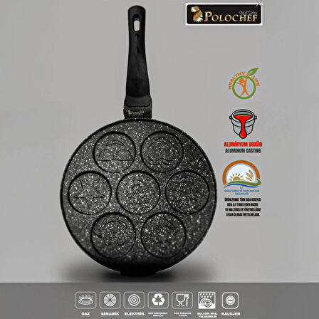 Polochef IPC-126 Döküm Yanmaz Yapışmaz Emojili Pankek Tava Krep Tavası 26 cm