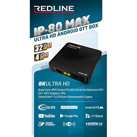 Redline IP-80 Max 32 GB 8K Android TV Box