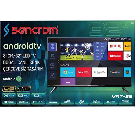 Sencrom 32inc 81 Ekran Android 13 Çerçevesiz TV