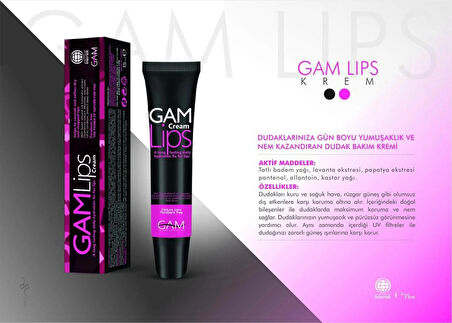 Gam Lips Nemlendirici ve Dolgunlaştırıcı Dudak Bakım Kremi 15 ML