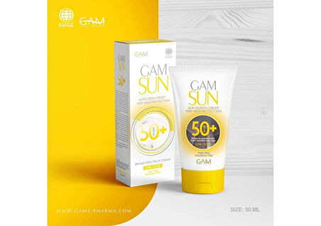 GAM SUN Yüksek Uva/Uvb Koruma E Vitamini İçeren Güneş Kremi SPF50+ 50 ML