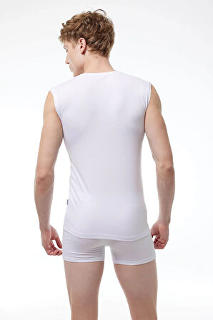 Malabadi 064  2'Li Paket Erkek V Yaka İz Yapmayan Modal Kolsuz Lycralı Atlet