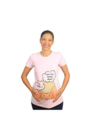 Mummy's Baby Hamile Tişört Are You Ready Pembe