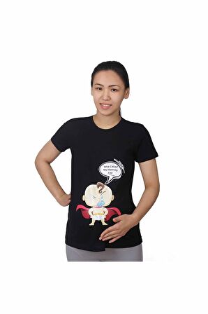 Mummy's Baby Hamile Tişört Moomy Fat Siyah