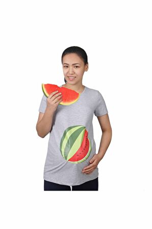 Mummy's Baby Hamile Tişört Karpuz Gri