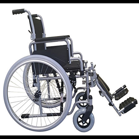 Poylin Manuel Tekerlekli Sandalye | Katlanabilir Sırtlı Çelik Şase, Ayak Kalkar, Bas-Çıkar Tekerlekli, Antibakteriyel Döşemeli P112