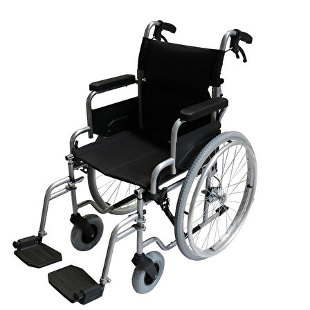 Poylin Refakatçi Frenli Manuel Tekerlekli Sandalye | Katlanabilir Çelik Şase, 40 cm Oturma Genişliği, Antibakteriyel Döşemeli P120