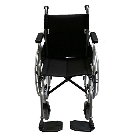 Poylin Refakatçi Frenli Manuel Tekerlekli Sandalye | Katlanabilir Çelik Şase, 40 cm Oturma Genişliği, Antibakteriyel Döşemeli P120