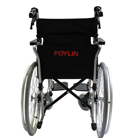 Poylin Refakatçi Frenli Manuel Tekerlekli Sandalye | Katlanabilir Çelik Şase, 35 cm Oturma Genişliği, Antibakteriyel Döşemeli P120