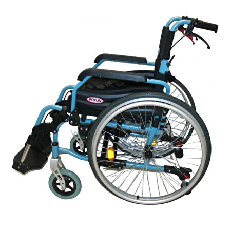 Poylin Alüminyum Hafif Tekerlekli Sandalye | Katlanabilir Çift Makaslı Şase, Çıkarılabilir Teker ve Ayaklık, Anti-Tipper Destekli P957