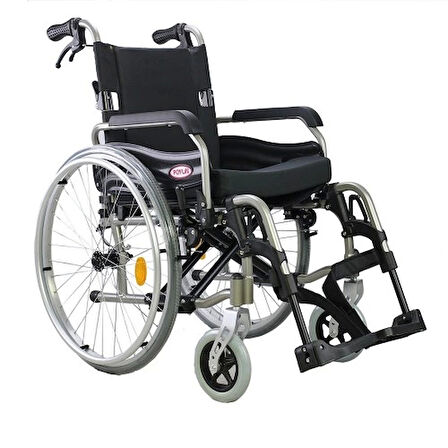 Poylin Alüminyum Hafif Tekerlekli Sandalye | Katlanabilir Çift Makaslı Şase, Çıkarılabilir Teker ve Ayaklık, Anti-Tipper Destekli P957