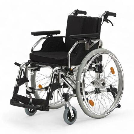 Poylin Alüminyum Hafif Tekerlekli Sandalye | Yüksekliği Ayarlanabilir Kolçak, Bas-Çıkar Teker, Visco Minderli P967