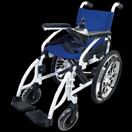 Poylin P200C Katlanabilir Çocuk Akülü Tekerlekli Sandalye Mavi | Katlanabilir Çelik Gövde, Elektromanyetik Fren, 120 kg Kapasite