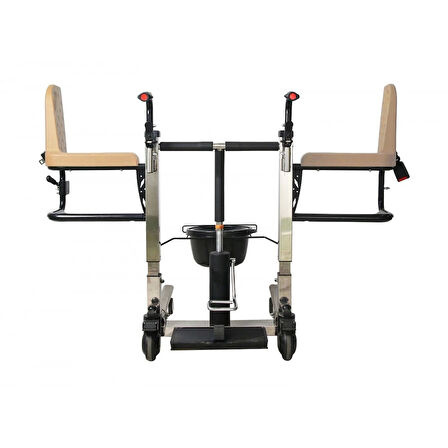 Poylin Banyo-Tuvalet Özellikli Transfer Sandalyesi | Hidrolik Yükseklik Ayarlı, Krom-Nikelaj Kaplama, 120 Kg Taşıma Kapasiteli P770