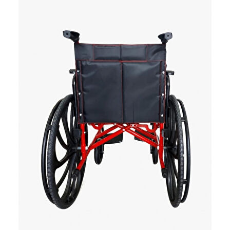 Poylin Standart Manuel Tekerlekli Sandalye | Katlanabilir Çelik Şase, Hareketli Kolçaklı, Antibakteriyel Döşemeli P110Y