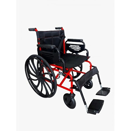 Poylin Standart Manuel Tekerlekli Sandalye | Katlanabilir Çelik Şase, Hareketli Kolçaklı, Antibakteriyel Döşemeli P110Y