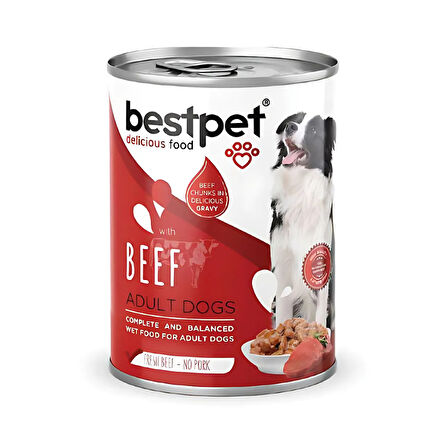 Bestpet Sığır Etli Yetişkin Köpek Konservesi 400 Gr (24 Adet)