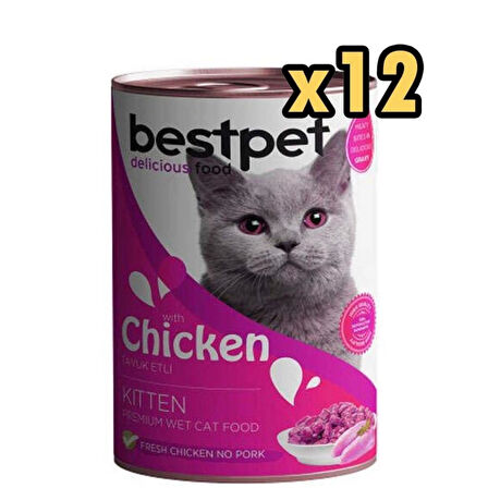 BestPet Tavuklu Yavru Kedi Konservesi 400gr x 12 Adet