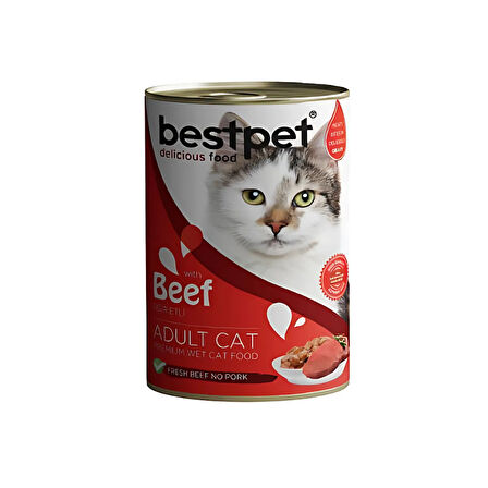 Bestpet Sığır Etli Yetişkin Kedi Konservesi 400 Gr (12 Adet)