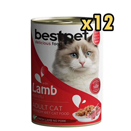 Bestpet Gravy Lamb Parça Kuzu Etli Kedi Konservesi 400 Gr x 12 Adet