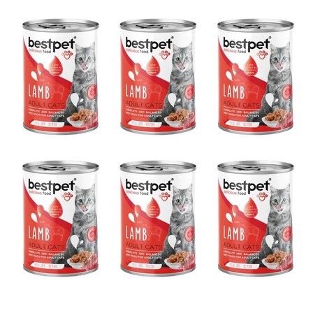 Bestpet Kuzu Etli Jöleli Yetişkin Kedi Konservesi 400 gr 6'lı Paket