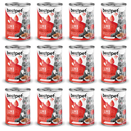 Bestpet Kuzu Etli Konserve Yetişkin Kedi Maması 400 Gr (12 Adet)
