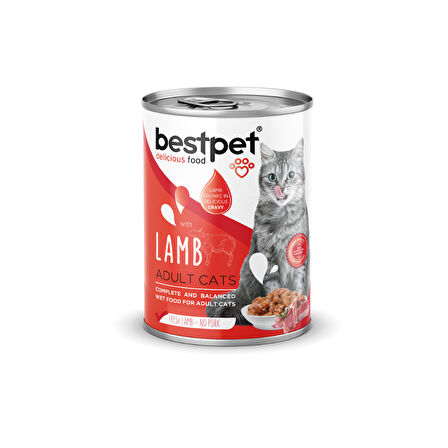 Bestpet Kuzu Etli Konserve Yetişkin Kedi Maması 400 Gr (12 Adet)