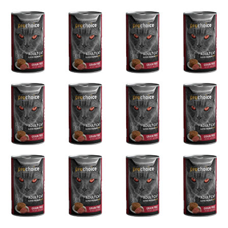 Prochoice Tahılsız Sığır Etli Ezme Konserve Kedi Maması 400 Gr (12 Adet)