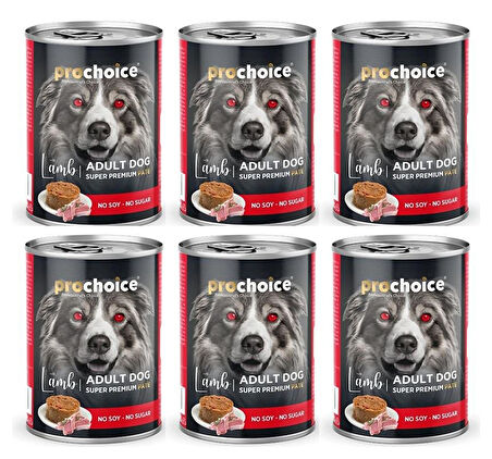 Pro Choice Kuzu ve Somon Etli Havuçlu Sekersiz Ezme Yetiskin Köpek Konservesi 400gr*6 ADET
