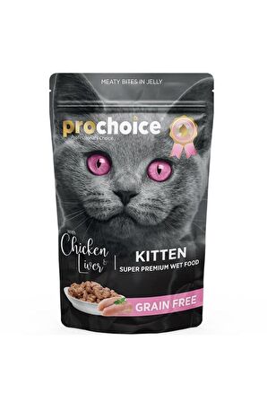 Pro Choice Tahılsız Kitten Tavuk Ve Ciğerli Yavru Kedi Konservesi 85 Gr