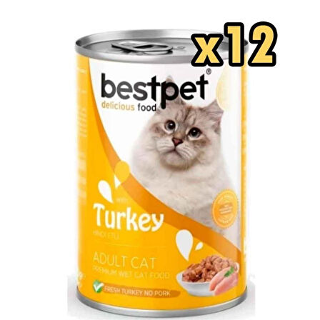 BestPet Hindi Etli Yetiskin Kedi Konservesi 400 Gr x 12 Adet
