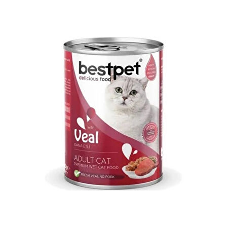 Bestpet Dana Etli Yetişkin Kedi Konservesi 400 Gr (12 Adet)