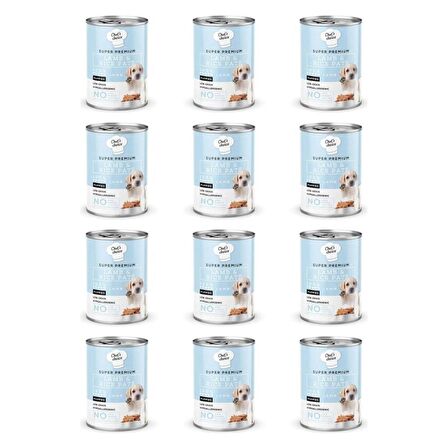 ChefsChoice Kuzulu Pirinçli Ezme Yavru Köpek Konservesi 400Gr*12 Adet
