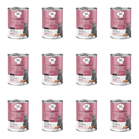Chefs Choice Tahılsız Sığır Etli Ezme Kedi Konservesi 400 Gr (12 Adet)