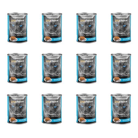 ProChoice Tahılsız Balıklı ve Sebzeli Ezme Yetişkin Kedi Konservesi 400 Gr - 12'li Paket