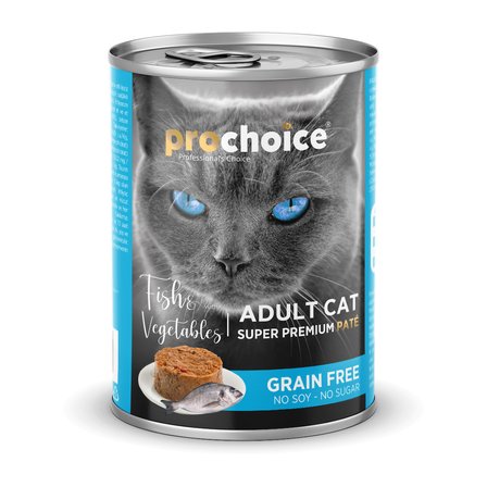 ProChoice Tahılsız Balıklı ve Sebzeli Ezme Yetişkin Kedi Konservesi 400 Gr - 12'li Paket