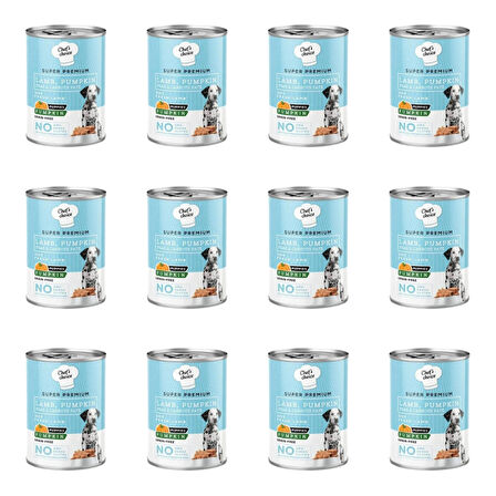 Chefs Choice Tahılsız Kuzulu Balkabaklı Ezme Yavru Konserve Köpek Maması 400 Gr (12 Adet)