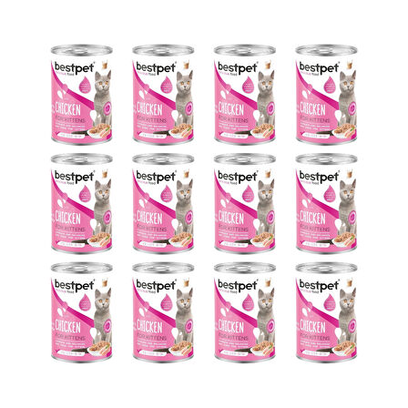 Bestpet Tavuklu ve Sütlü Yavru Kedi Konservesi 400 Gr (12 Adet)
