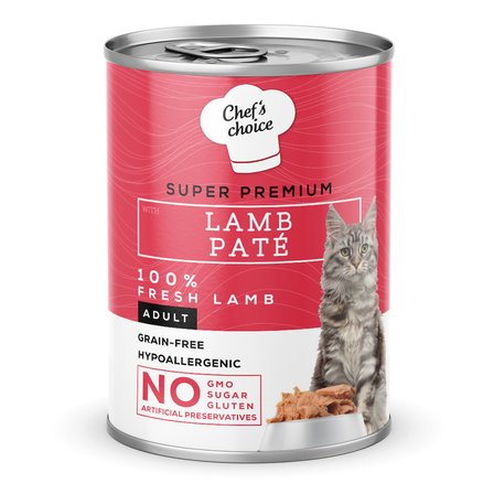 Chef’s Choice Hipoalerjenik Tahılsız Kuzulu Ezme Yetişkin Kedi Konservesi 400 Gr - 12'li Paket
