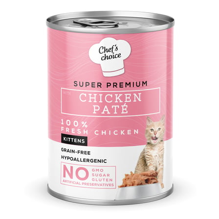 Chef’s Choice Hipoalerjenik Tahılsız Tavuklu Ezme Yavru Kedi Konservesi 400 Gr - 12'li Paket