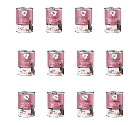 Chef’s Choice Hipoalerjenik Tahılsız Kuzulu, Somonlu ve Havuçlu Ezme Yetişkin Köpek Konservesi 400 Gr - 12'li Paket